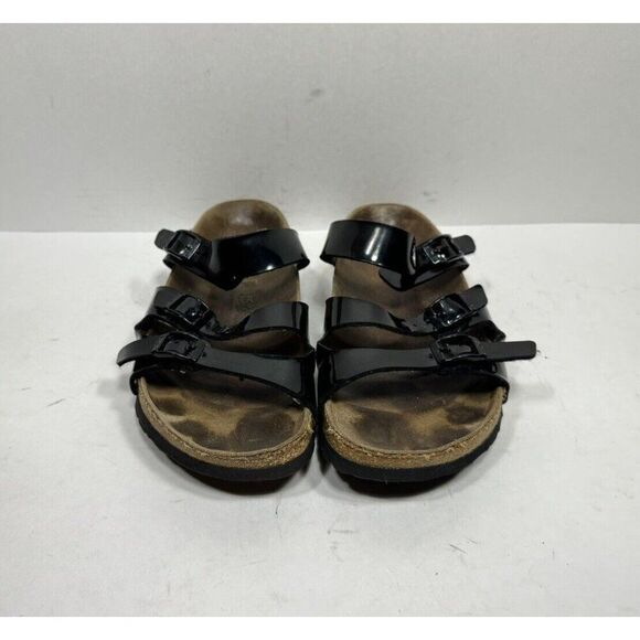 Birkenstock Birkis Florida 3 Straps Sandals Women’s Sz 8 N Black Patent Shoes - Picture 2 of 8
